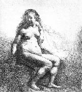 REMBRANDT Harmenszoon van Rijn Seated female nude Sweden oil painting artist